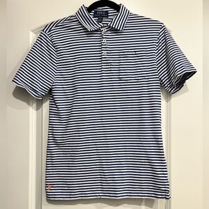 Polo Ralph Lauren Blue White Striped Polo Shirt Boys Large 14-16 Nautical Preppy